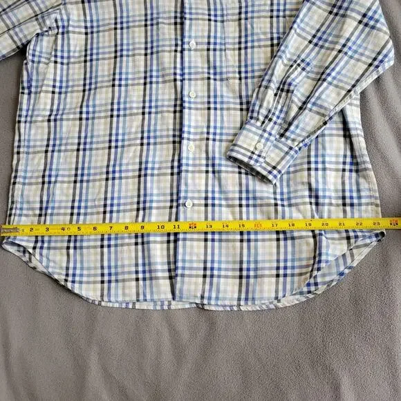 BRIONI Dress Shirt Mens Medium Blue Plaid Cotton Quiet Luxury Made In Italy - Picture 5 of 14